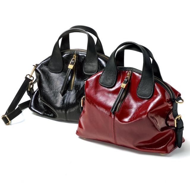 LAURA DI MAGGIO（R）/ラウラ ディ マッジオ 素材コンビ 2WAYバッグ （イタリア製） バッグ エナメルバッグ 131006