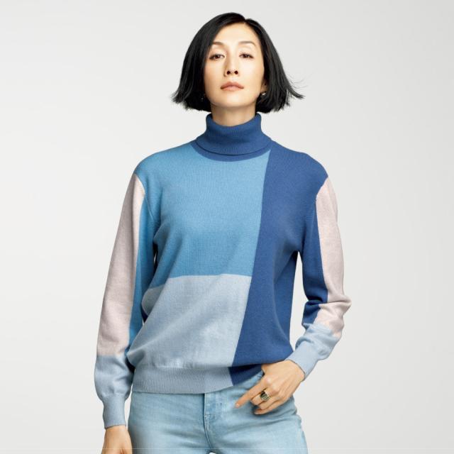 ウールカシミヤ インターシャ プルオーバー ニット セーター ニットセーター 131103