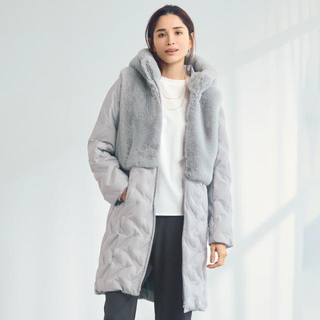 ボアコンビ シームレス ダウンコート コート ファーコート ムートンコート 133501