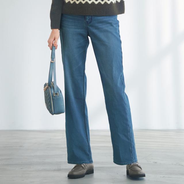 裏起毛 ボンディング ストレート デニムパンツ サステナブル 133601