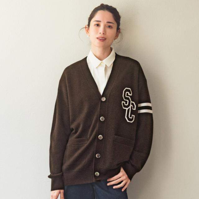 カレッジ ロゴ ジャカード ニットカーディガン ニット セーター ニットカーディガン 136902