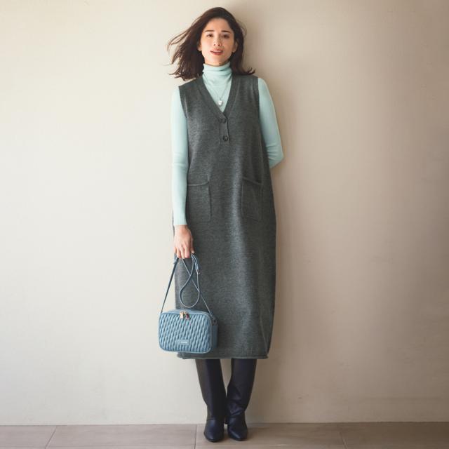 Vネック ニット ジャンパースカート スカート ジャンパースカート 137001