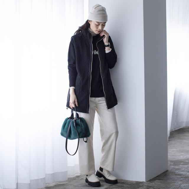 トップス ベスト ジレ 中綿入り異素材使い ロングジレベスト N60513の通販は