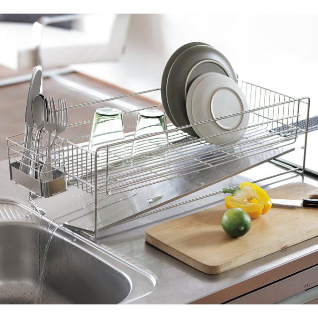 シンク周り用品 水切りかご ラック 吸水マット ≪レギュラー≫ 調理台広々 横置き水切り LW7805の通販は 9,158円