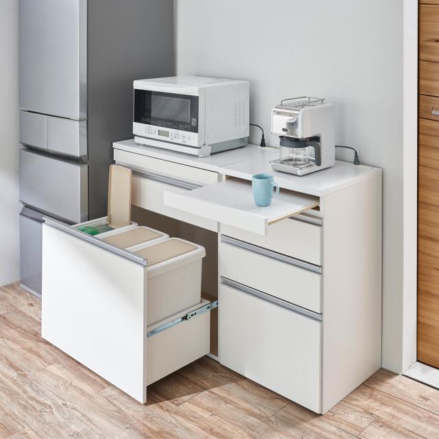 組立不要 スライドテーブル付きキッチン収納 ゴミ箱3分別 幅76cm ダストボックス キッチン 分別 640902