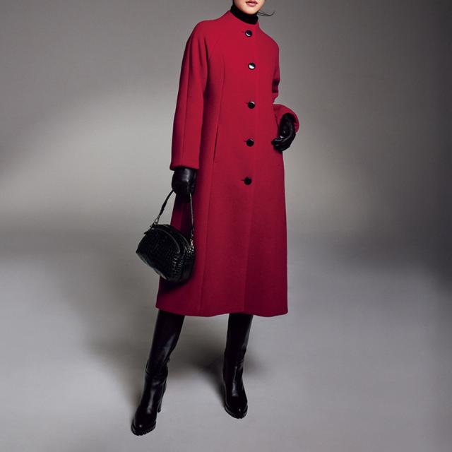 イタリア素材 ウール混 ボトルネックロングコート ファッション コート PC5464