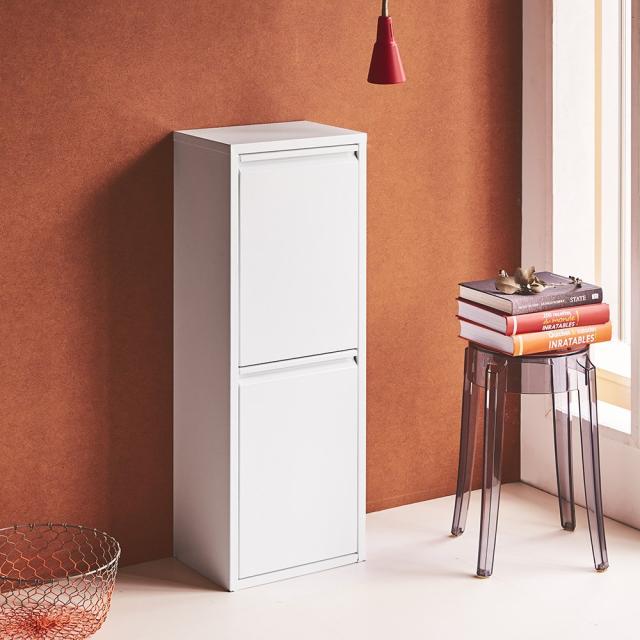 DOTTUS/ドッタス ダストボックス2段（2分別ゴミ箱）幅34cm奥行25cm高さ92cm（ホワイト・グレー） ダストボックス キッチン 分別 H92021