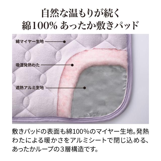≪セミダブル≫【ディノス限定販売】ヒートループ（R）ナチュラルプラス 発熱敷きパッド 敷きパッド ベッドパッド 610721_8