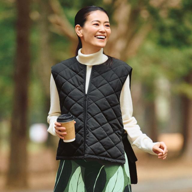 トップス ベスト ジレ ニット使い 中わた入り キルトベスト F19101の通販は 19,800円