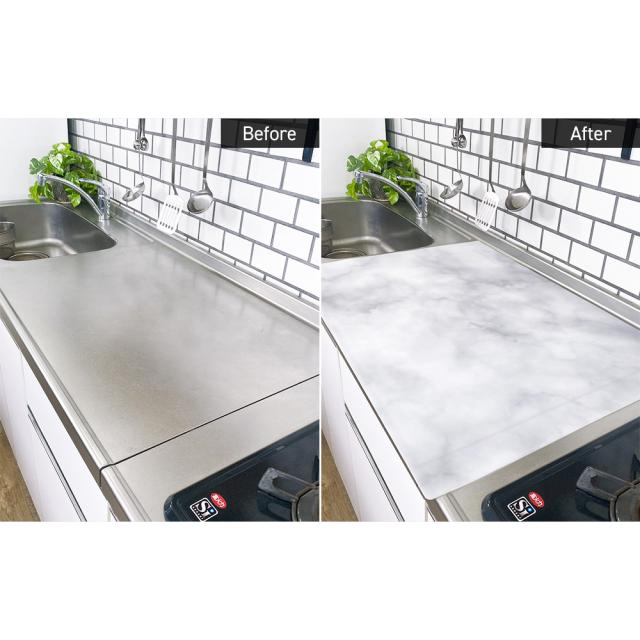 キッチンマット シリコンマット キッチン 耐熱 200度 60×90cm キッチン用 保護シート 大理石調シリコンキッチンマット AR2660_1