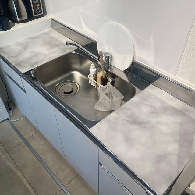 キッチンマット シリコンマット キッチン 耐熱 200度 60×90cm キッチン用 保護シート 大理石調シリコンキッチンマット AR2660_7