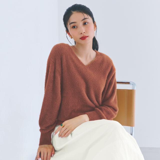 ショートフェザー ラメニット プルオーバー ニット セーター ニットセーター 119401