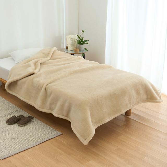 掛け毛布 ブランケット まるでムートンのようななめらかさ　ジーロンウール ふっくらニューマイヤー編み　掛け毛布　シングル 504002の通販は