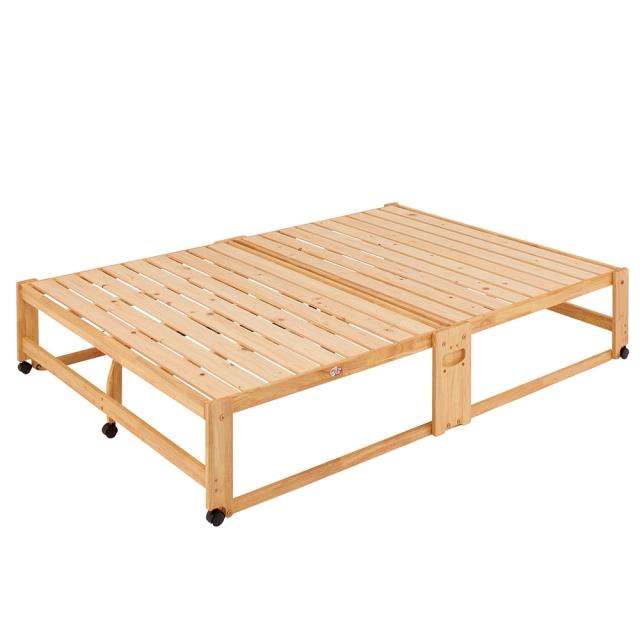 ≪ヘッドあり≫ 折りたたみ式ひのきすのこベッド ダブルハイ 幅140cm ベッド 木製ベッド 642551_4