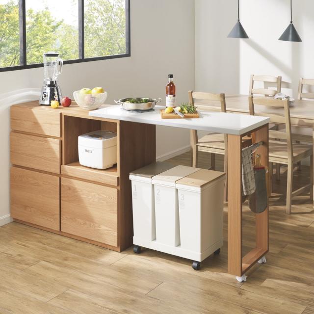 家具 収納 キッチン収納 食器棚 キッチンストッカー 食品ストッカー 天然木伸長式キッチンカウンター 幅110 190cm の通販はau Pay マーケット ディノス Au Pay マーケット店