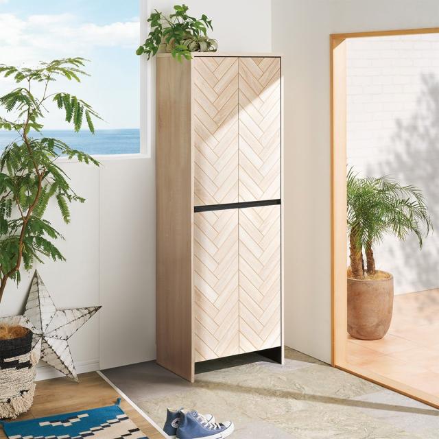 ヘリンボーン柄シューズボックス ハイタイプ高さ169.5cm・幅60cm奥行35cm 下駄箱 玄関収納 シューズボックス 645223