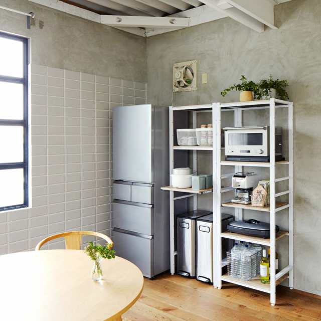 キッチン収納 食器棚 レンジ台 レンジラック キッチンラック スライドテーブル ブルックリン風キッチンラック 3段 幅60cm 824322