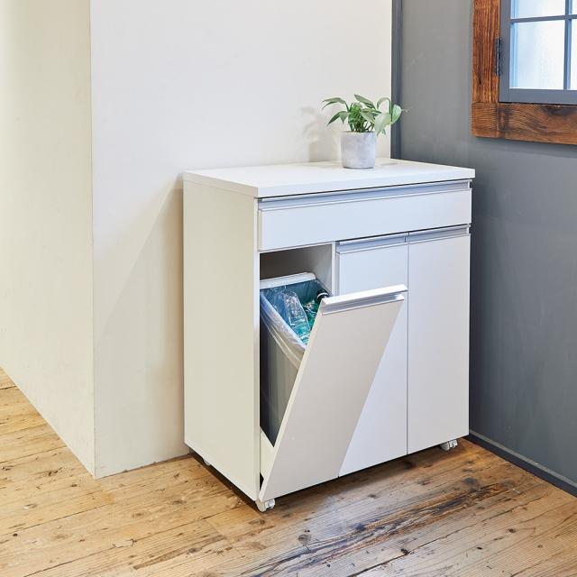 【3分別】ペールのふたが自動で開閉する 分別ダストワゴン 幅75cm ダストボックス キッチン 分別 630531