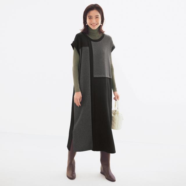 ワンピース チュニック ジャージーワンピース 前後2ウェイ 配色ジャージーワンピース 319802の通販は