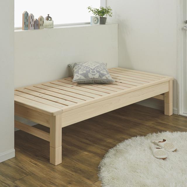 ≪幅80cm≫東濃ひのき 高さ調節すのこベッド ショートサイズ長さ180cm ベッド 626911