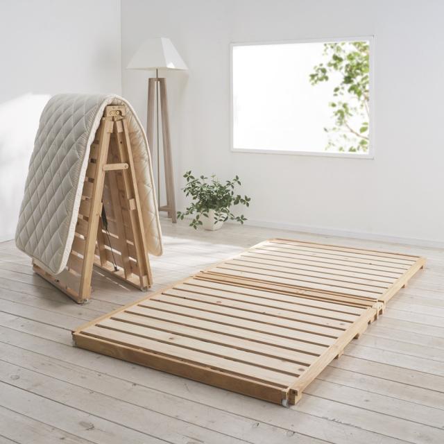 ≪幅108cm≫ ベッド単品 ぴったり並べられる折りたたみ ひのきすのこベッド ベッド単品 ベッド すのこベッド 642512