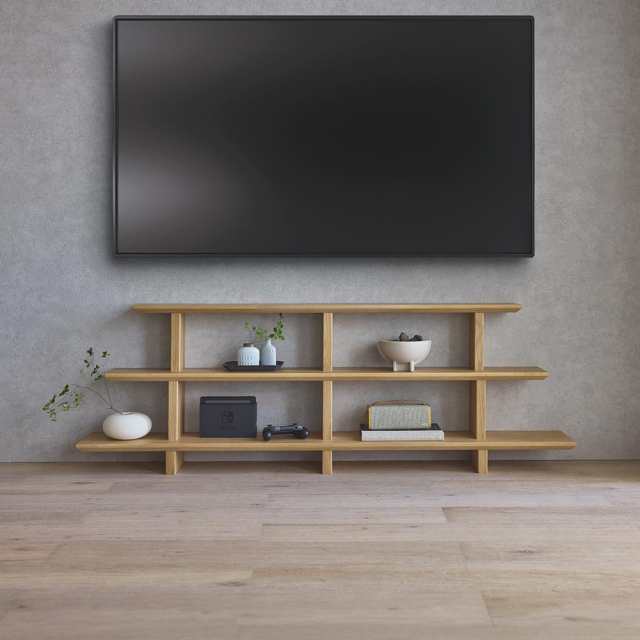 本棚 ラック シェルフ ウッドラック 木製シェルフ 壁掛けテレビ薄型シェルフ 幅150cm H70701の通販は 49,900円