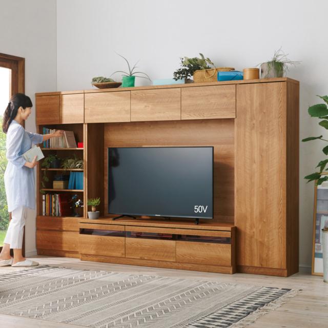 天然木調テレビ台ハイバックシリーズ 扉キャビネット・幅45.5奥行34.5cm リビング収納 キャビネット リビングボード 587810