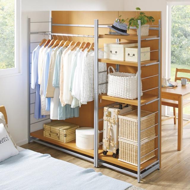 お手軽間仕切り パネル収納ハンガーラック 板タイプ ハンガー1段棚1枚 幅60cm リビング収納 パーテーション 間仕切り 640316_4