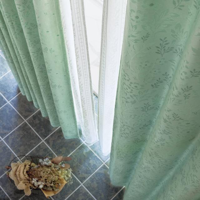 カーテン 遮光カーテン 2枚組 ≪幅100cm×丈110cm≫2枚重ねボタニカル柄ジャカード織遮光カーテン 524501の通販は