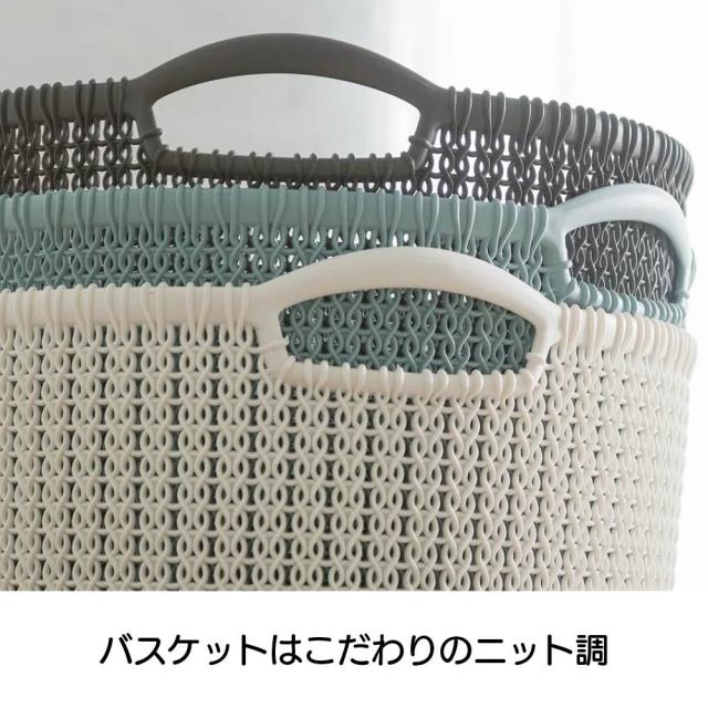 CURVER/カーバー ニット調ランドリーワゴン＋バスケットセット（ラウンド用ワゴン3段＋ラウンドタイプ×3個） ランドリー 622005_6