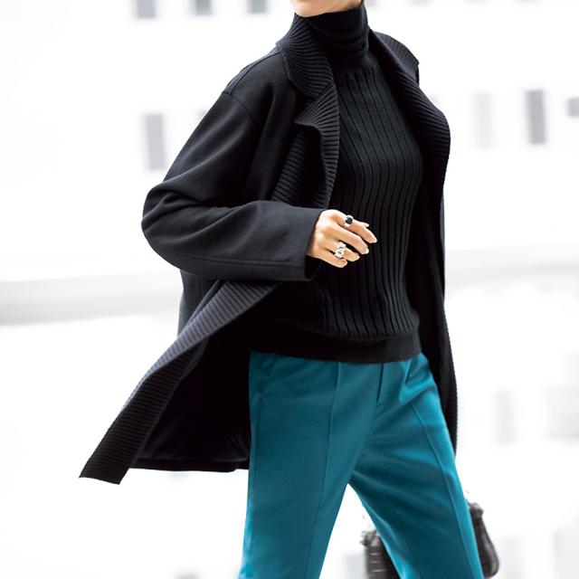 圧縮ウールジャージー ニットコンビ コーディガン ファッション ニット セーター PC5559