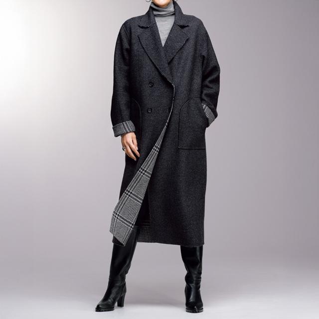 イタリア素材 ダブルフェイス リバーシブルコート ファッション コート PC5593