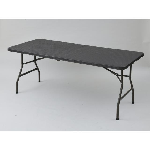 ガーデンファニチャー 折りたたみ作業台シリーズ ラタン調4点セット（テーブル＋チェア2脚＋ベンチ） G80716の通販は