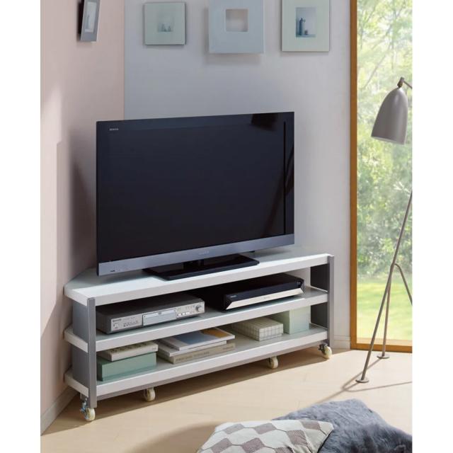 コーナーテレビ台（上棚なし） 幅120cm オープンタイプ キャスター付き テレビ台 テレビボード コーナーテレビ台 628558_2