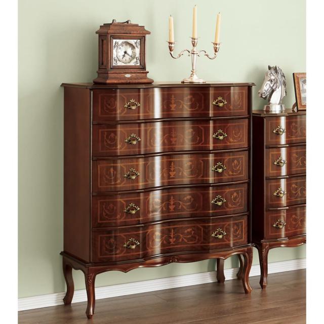 リビング収納 リビング イタリア製 猫脚 象がんシリーズ チェスト5段 幅87cm 532413の通販は