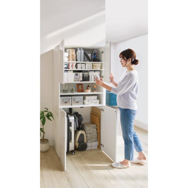 組立不要 出し入れしやすい（自由に使える）光沢仕上げ快適収納庫 幅80奥行45cm トイレ 洗面所 洗面所収納 隙間収納 587422