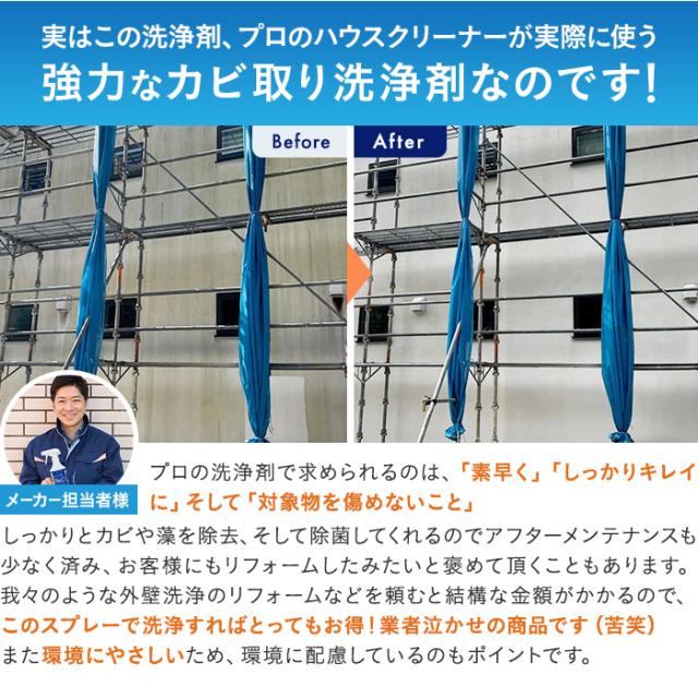 カビ取りスプレー 強力 カビ取り剤 洗浄剤 カビ 除菌 プロのハウスクリーナーが使う業務用住宅洗浄剤 BeO ビーオ お得な2本セット AR2516_7
