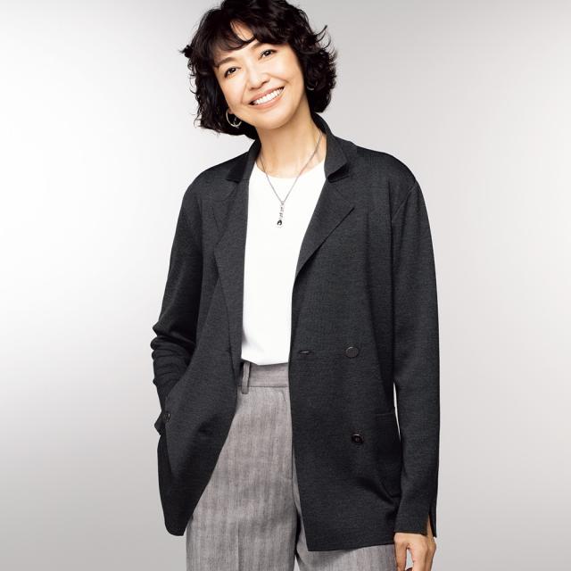 シルク総針編み ニットジャケット ジャケット ニットジャケット 337403