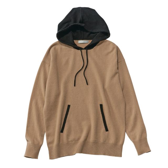 カシミヤニット 配色 パーカー パーカー スウェット トレーナー A28203