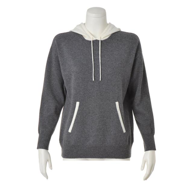 カシミヤニット 配色 パーカー パーカー スウェット トレーナー A28203