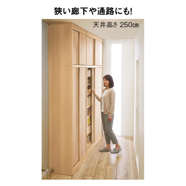 狭い場所でも収納たっぷり引き戸壁面収納シリーズ 収納庫 段違い棚タイプ 幅90cm 本棚 ラック シェルフ ブックシェルフ 書棚 643505_7