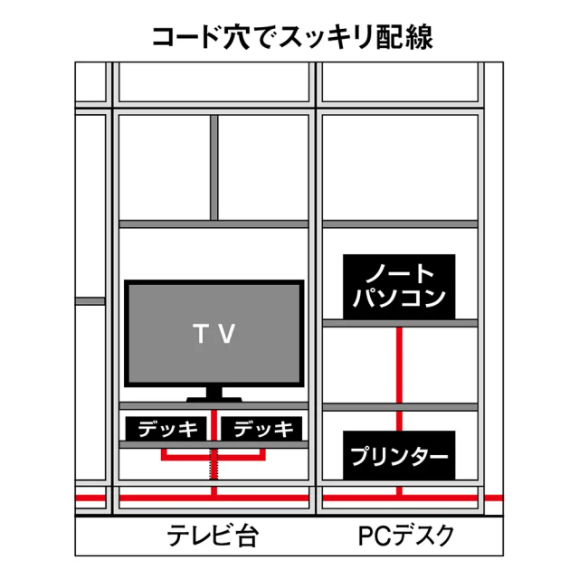 狭い場所でも収納たっぷり引き戸壁面収納シリーズ 収納庫 ミラー扉タイプ 幅90cm 壁面収納 システム収納 リビング壁面収納 643508_9