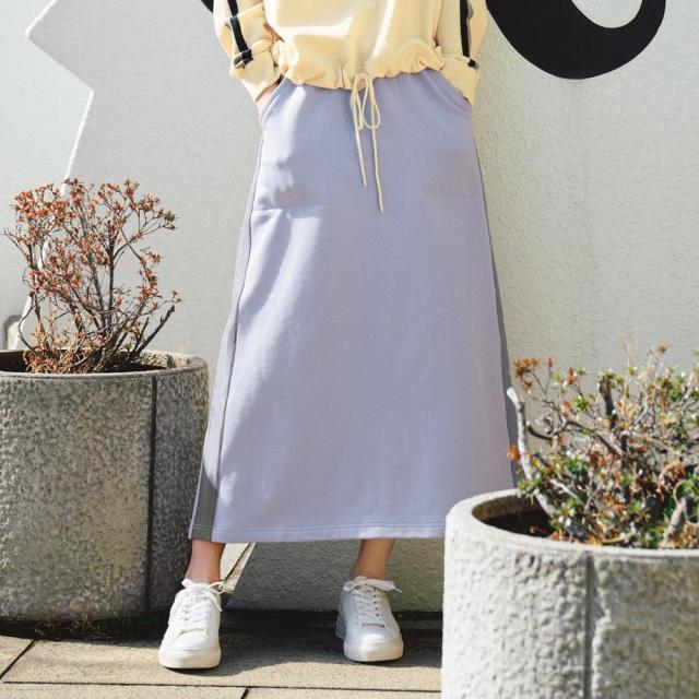 サイドライン入り スウェット ロングスカート ファッション スカート PC6144
