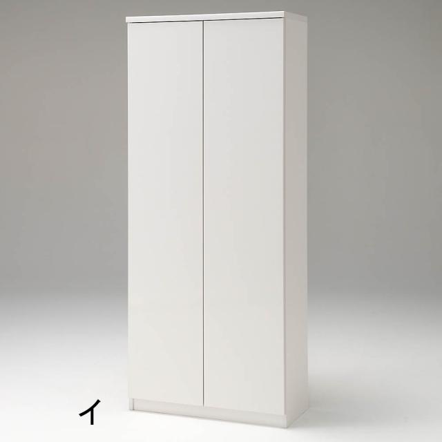 前面ミラー＆板戸シューズボックス ハイタイプ・幅75.5 高さ180cm 下駄箱 玄関収納 シューズボックス 631520
