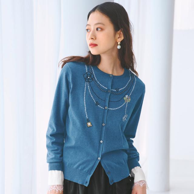 ビーズ刺しゅう入り ニットカーディガン ニット セーター ニットカーディガン 119402