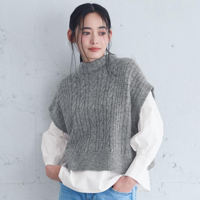 前後2ウェイ スパンコール ニットベスト ニット セーター ニットベスト 120901