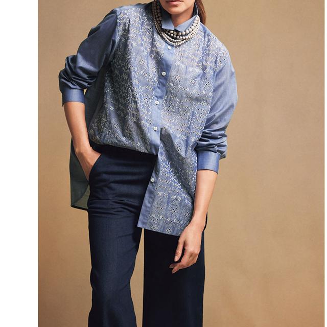 ≪股下丈68cm≫ ウール混デニム ワイドパンツ パンツ ワイドパンツ PC6249