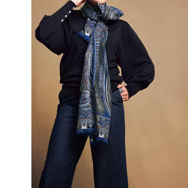 ≪股下丈68cm≫ ウール混デニム ワイドパンツ パンツ ワイドパンツ PC6249