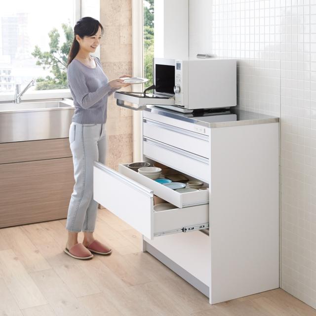 収納物を考えたステンレストップカウンター ハイタイプ（高さ97.5cm） 幅88.5cm キッチン収納 キッチンカウンター 641625