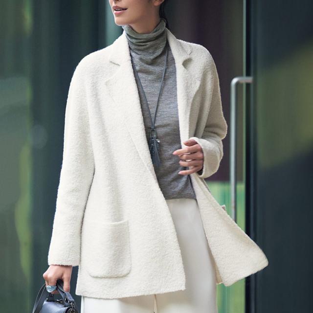 イタリア糸 カシミヤ混 ラメ入り ブークレ コーディガン ファッション ニット セーター PC6008